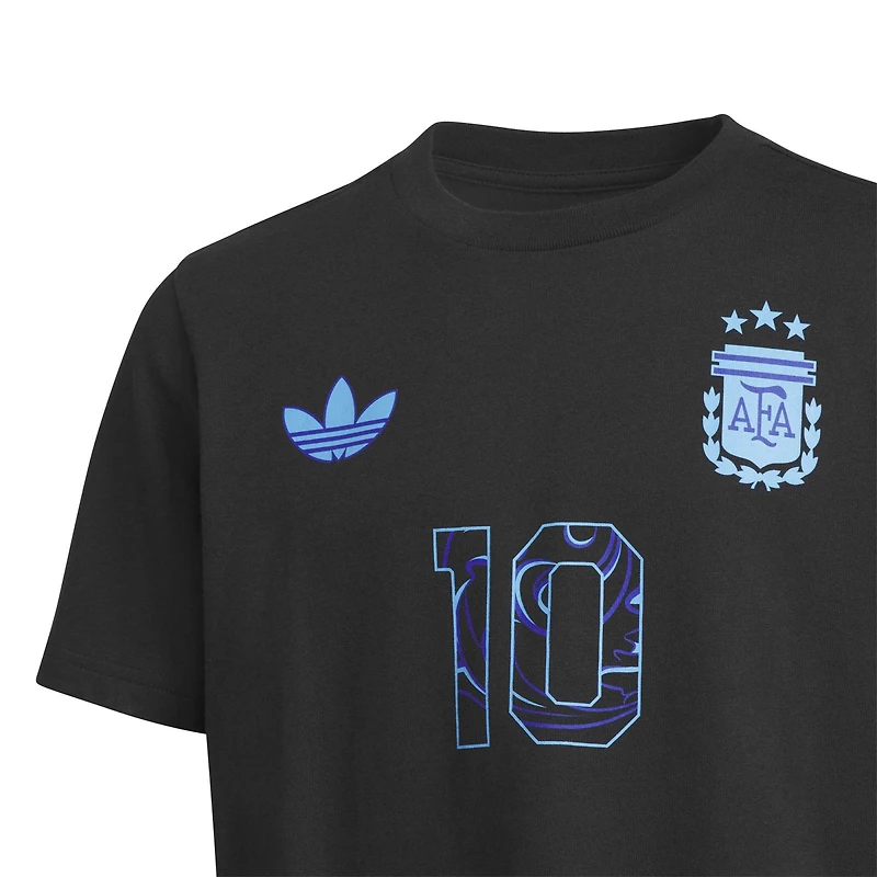 Maillot extérieur noir Lionel Messi Argentine 2026 adidas pour enfant, nom et numéro à crocheter