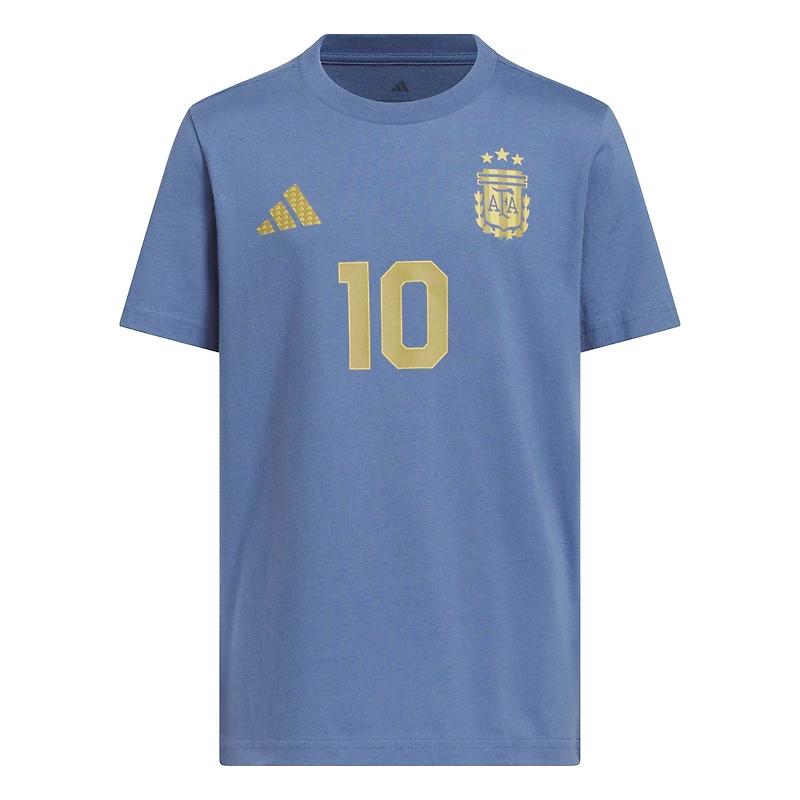 T-shirt adidas Lionel Messi bleu pour enfant, nom et numéro de l'équipe nationale argentine