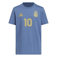 T-shirt adidas Lionel Messi bleu pour enfant, nom et numéro de l'équipe nationale argentine
