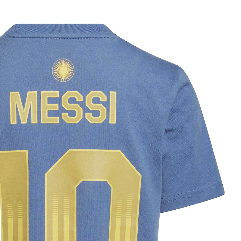 T-shirt adidas Lionel Messi bleu pour enfant, nom et numéro de l'équipe nationale argentine