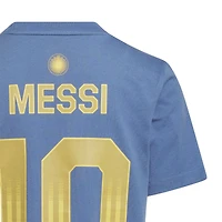 T-shirt adidas Lionel Messi bleu pour enfant, nom et numéro de l'équipe nationale argentine