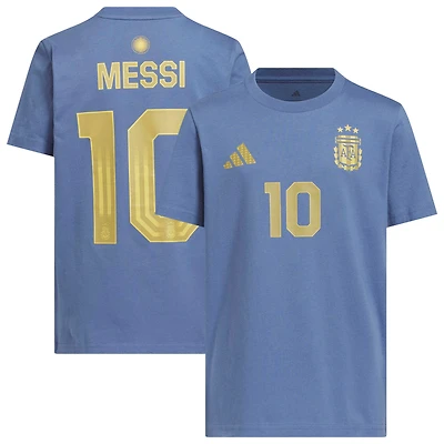 Youth adidas Lionel Messi Blue Argentina National Team Name & Number T-Shirt