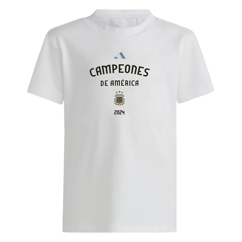 T-shirt adidas blanc pour jeunes de l'équipe nationale d'Argentine 2024 des champions la Copa America