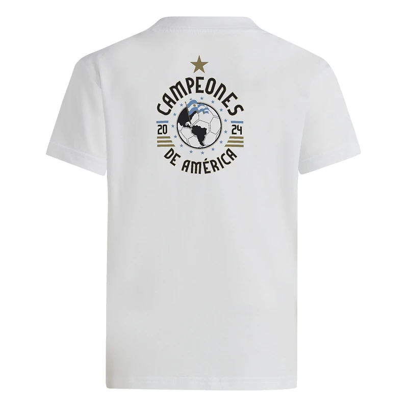 T-shirt adidas blanc pour jeunes de l'équipe nationale d'Argentine 2024 des champions la Copa America