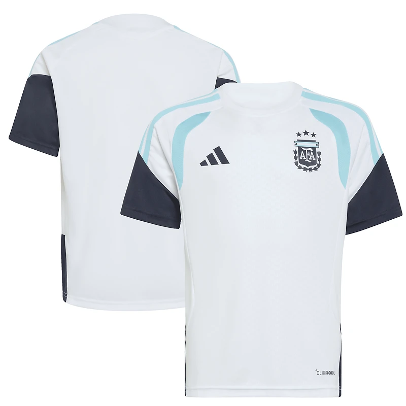 Maillot d'entraînement extérieur blanc adidas pour jeunes de l'équipe nationale d'Argentine 2026