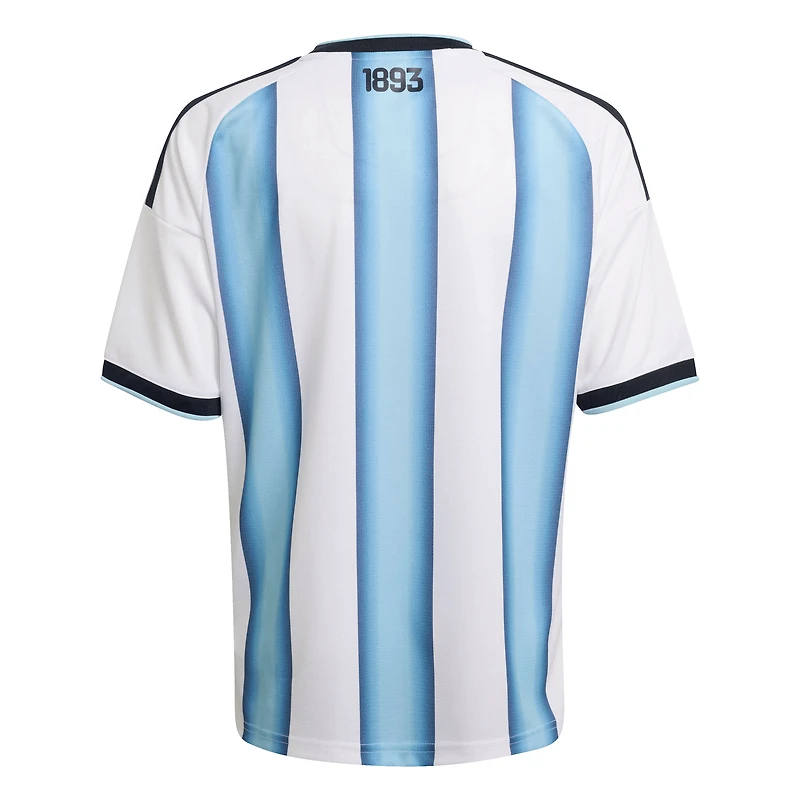 Maillot réplique domicile blanc adidas pour jeunes de l'équipe nationale d'Argentine 2026