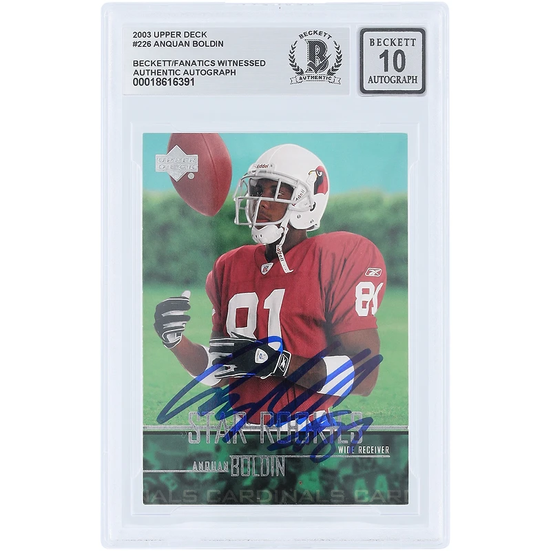 Carte de recrue autographiée d'Anquan Boldin (Arizona Cardinals), 2003 Upper Deck n° 226, certifiée Beckett Fanatics Witnessed.