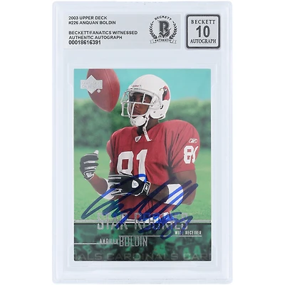 Carte de recrue autographiée d'Anquan Boldin (Arizona Cardinals), 2003 Upper Deck n° 226, certifiée Beckett Fanatics Witnessed.