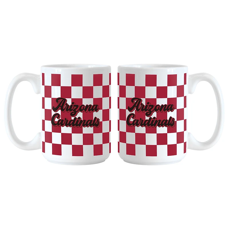 Lot de 2 tasses à logo à carreaux de 15 oz des Cardinals de l'Arizona