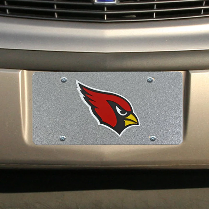 Plaque d'immatriculation scintillante Cardinals de l'Arizona - Argent
