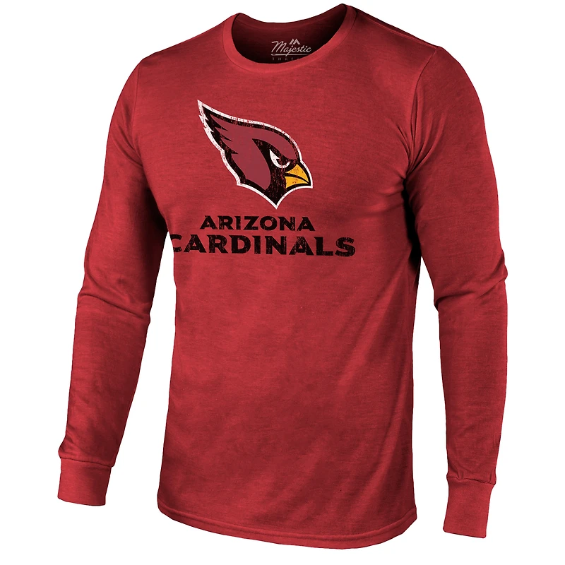 T-Shirt à Manches Longues Tri-Blend Lockup Majestic Threads Arizona Cardinals - Cardinal