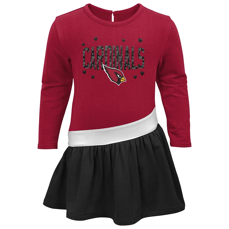 Robe tri-mélange en jersey cœur à des cardinaux de l'Arizona pour bébés filles