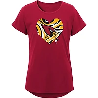 T-shirt Cardinal Arizona Cardinals Drip Heart Dolman pour jeune fille