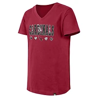 T-shirt à col en V sequins inversés pour filles New Era Cardinal Arizona Cardinals