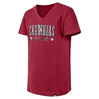 T-shirt à col en V sequins inversés pour filles New Era Cardinal Arizona Cardinals
