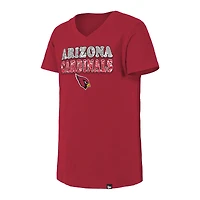 T-shirt à col en V sequins inversés Cardinal Arizona Cardinals New Era pour jeune fille