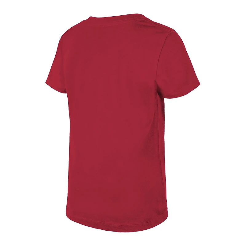 T-shirt à col en V sequins inversés Cardinal Arizona Cardinals New Era pour jeune fille