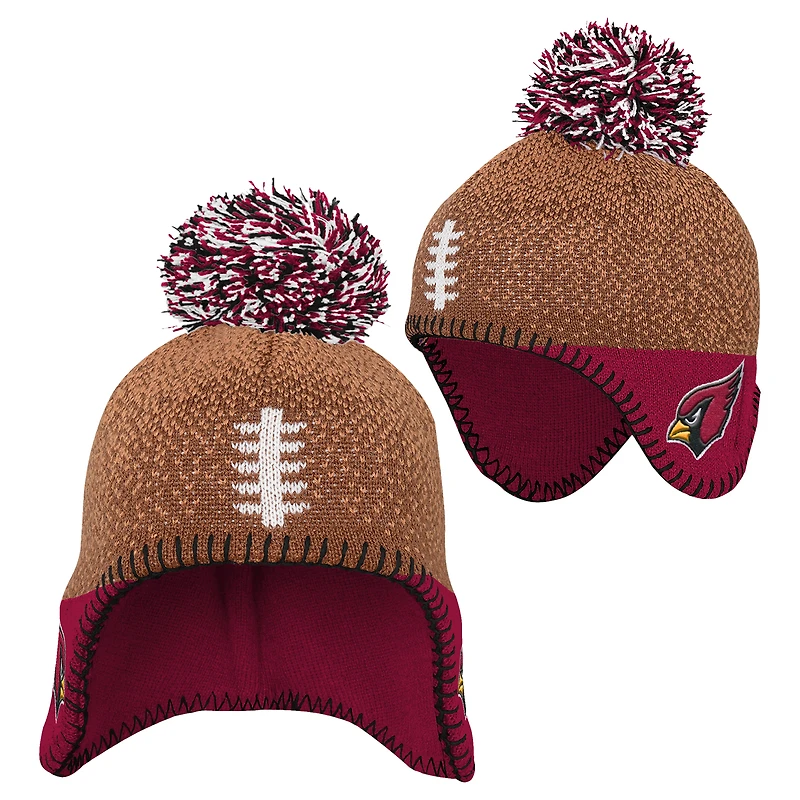 Infant Brown Arizona Cardinals Football Head Knit Hat with Pom