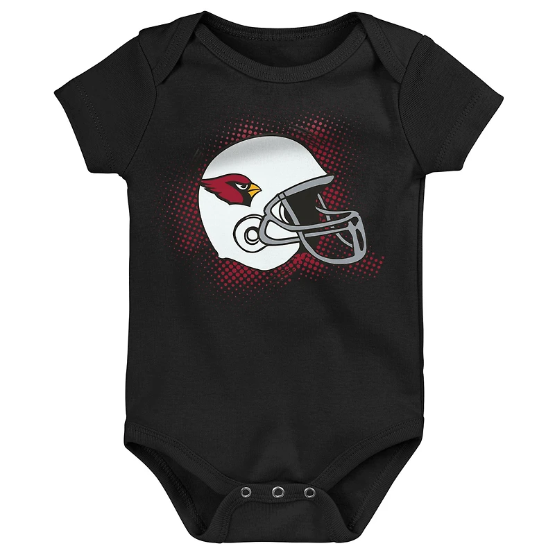 Infant Cardinal/Black/Heathered Gray Arizona Cardinals 3-Pack Game On Bodysuit Set