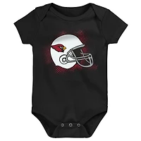 Infant Cardinal/Black/Heathered Gray Arizona Cardinals 3-Pack Game On Bodysuit Set