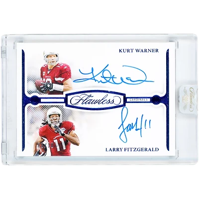 Kurt Warner & Larry Fitzgerald Arizona Cardinals Autographed 2024 Panini Flawless Sapphire Franchise Dual #FDA-AZC #9/10 Card