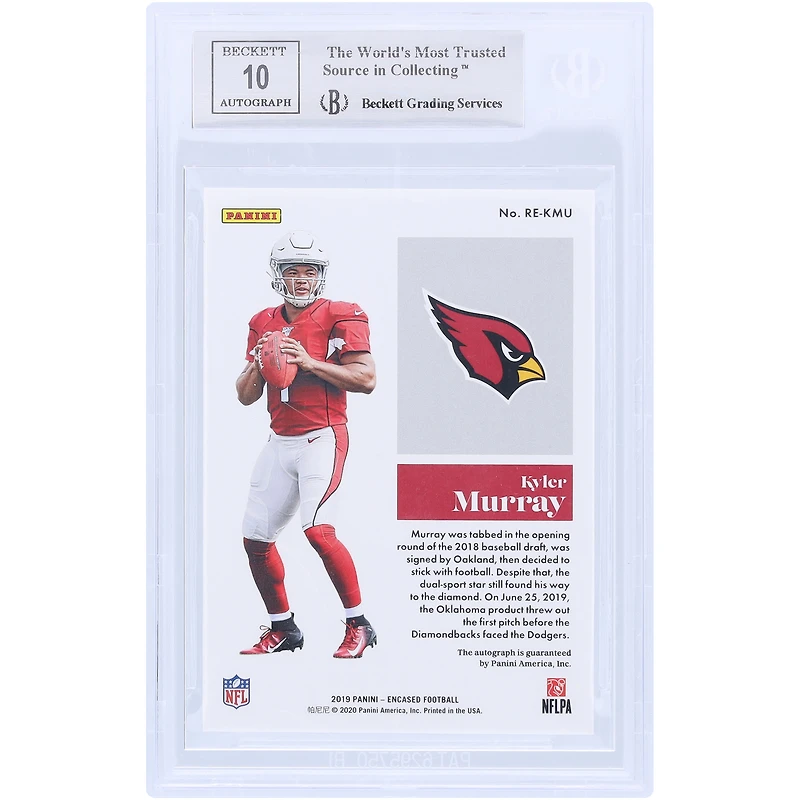 Kyler Murray Arizona Cardinals Autographed 2019 Panini Encased Rookie Endorsements #RE-KMU #25/50 BGS Authenticated 9 Rookie Card with "Go Cards" Inscription