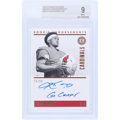 Kyler Murray Arizona Cardinals Autographed 2019 Panini Encased Rookie Endorsements #RE-KMU #25/50 BGS Authenticated 9 Rookie Card with "Go Cards" Inscription