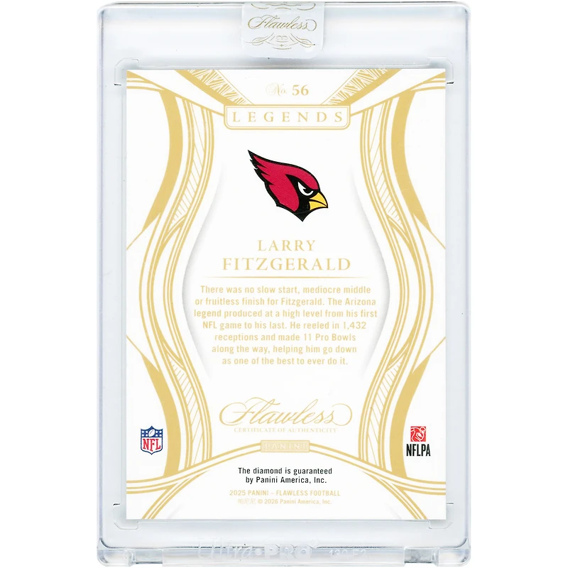 Larry Fitzgerald Arizona Cardinals 2025 Panini Flawless Legends Diamond Jewel Relic #56 #6/15 Card
