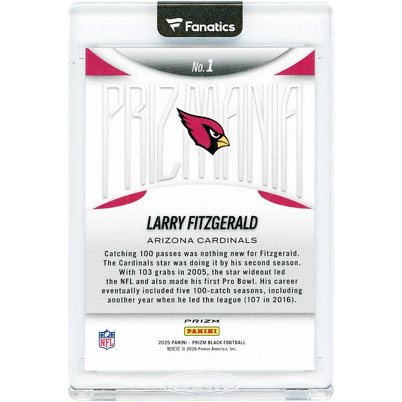 Carte Larry Fitzgerald Arizona Cardinals 2025 Panini Prizm Black Prizmania n° 1