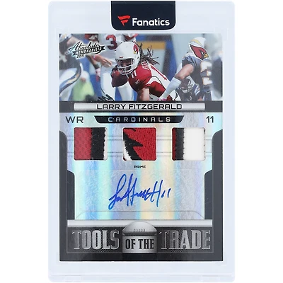 Larry Fitzgerald Arizona Cardinals Autographed 2011 Playoff Absolute Memorabilia Triple Tri-Color Game-Used Relics #43 #4/5 Card