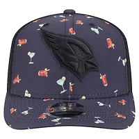 Men's New Era  Navy/Black Arizona Cardinals Adventure Drinks Pattern 9SEVENTY Stretch-Snap Hat