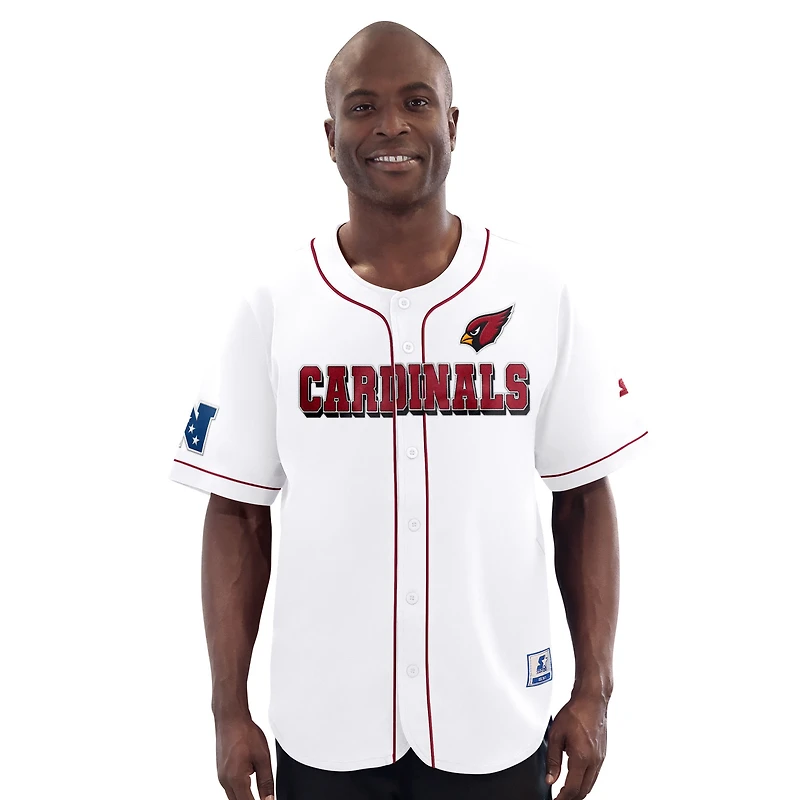 Maillot de baseball à boutons complets pour homme Starter White Arizona Cardinals Relay