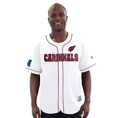 Maillot de baseball à boutons complets pour homme Starter White Arizona Cardinals Relay