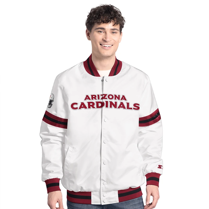 Men's Starter  White Arizona Cardinals Scout Full-Snap Varsity Jacket