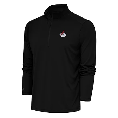 Pull-over à col zippé Antigua noir pour homme, orné du logo rétro des Arizona Cardinals.