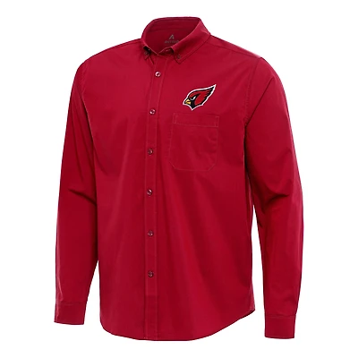 Chemise boutonnée à manches longues en tissu tri-mélange tissé pour homme, Antigua Cardinal, Arizona Cardinals