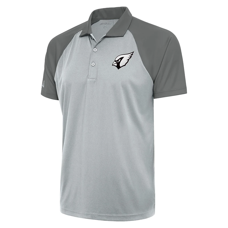 Polo Nova pour homme avec logo métallisé des Cardinals de l'Arizona, argent/gris Antigua
