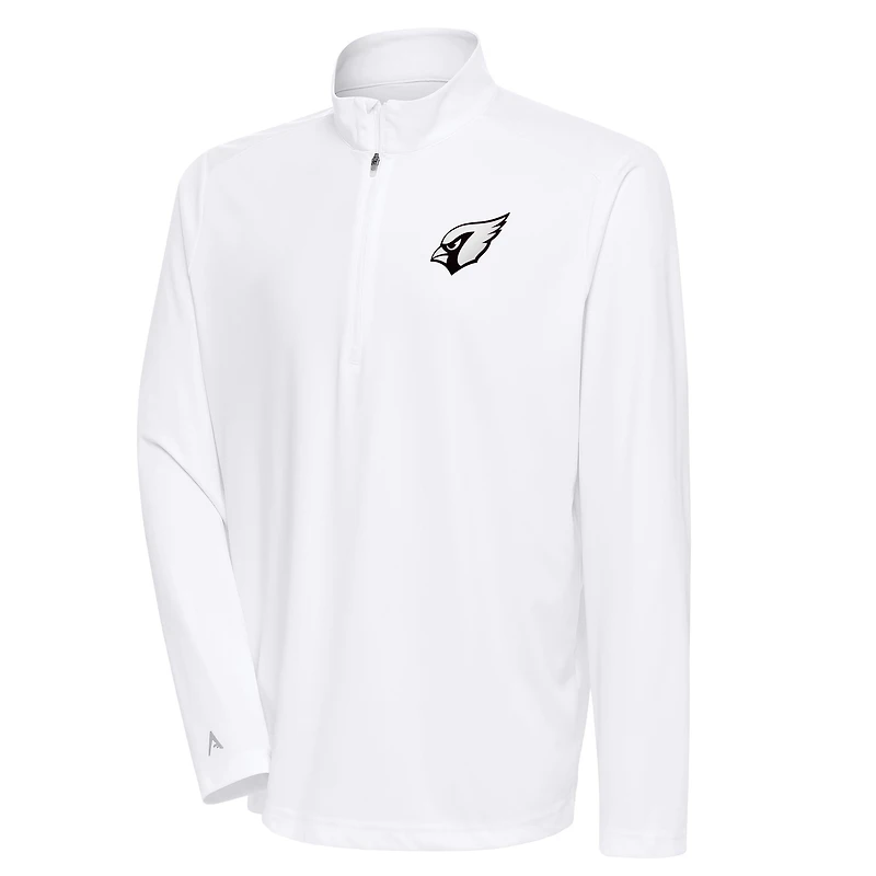 Men's Antigua White Arizona Cardinals Metallic Logo Tribute Quarter-Zip Top