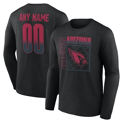 T-shirt à manches longues noir pour homme Arizona Cardinals Home Field Pop personnalisé avec nom et numéro