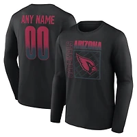 T-shirt à manches longues noir pour homme Arizona Cardinals Home Field Pop personnalisé avec nom et numéro