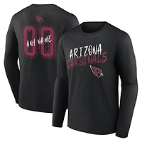 Men's Black Arizona Cardinals Hustle Personalized Name & Number Long Sleeve T-Shirt