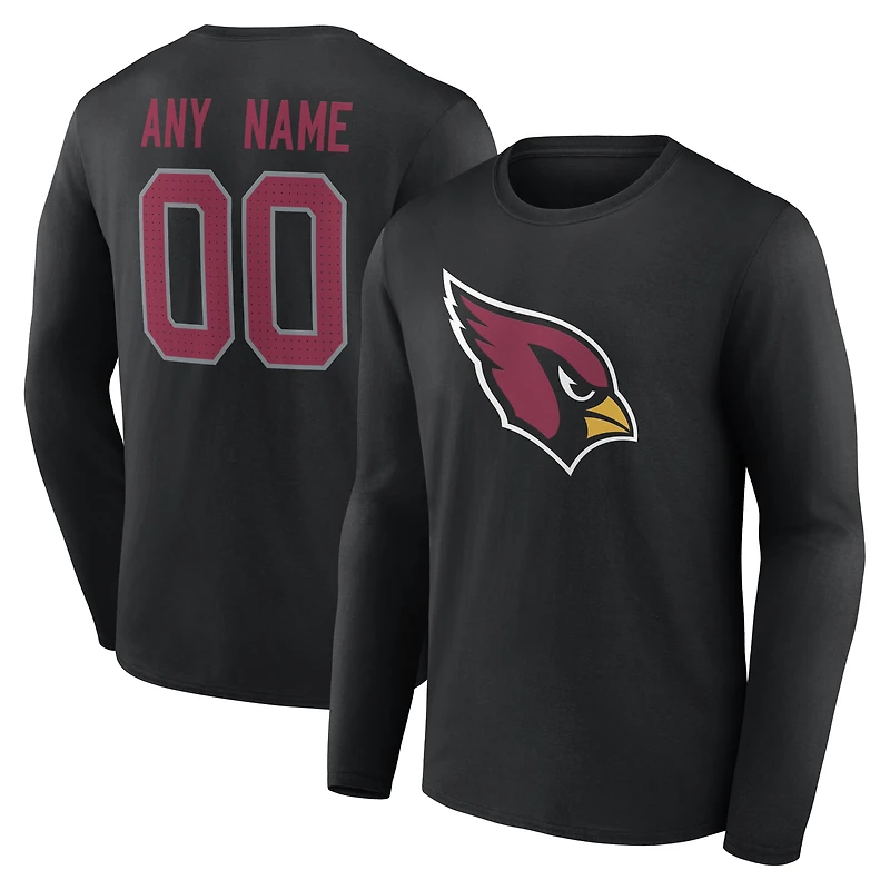 Men's Black Arizona Cardinals Team Authentic Personalized Name & Number Long Sleeve T-Shirt