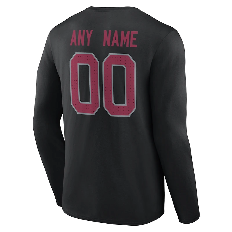 Men's Black Arizona Cardinals Team Authentic Personalized Name & Number Long Sleeve T-Shirt