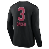 T-shirt à manches longues Budda Baker noir pour homme, avec nom et numéro de l'équipe des Cardinals l'Arizona