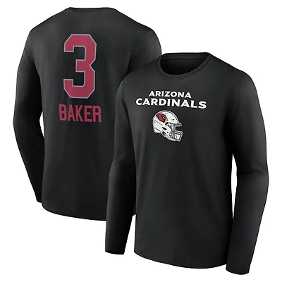 Men's Budda Baker Black Arizona Cardinals Team Wordmark Name & Number Long Sleeve T-Shirt