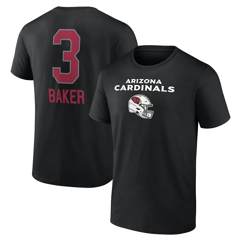 T-shirt noir Budda Baker pour homme avec nom et numéro de l'équipe des Cardinals l'Arizona