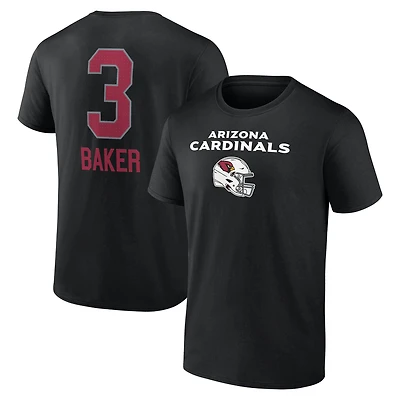 T-shirt noir Budda Baker pour homme avec nom et numéro de l'équipe des Cardinals l'Arizona