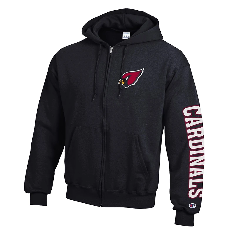 Sweat à capuche zippé en polaire Powerblend noire Champion Arizona Cardinals pour homme