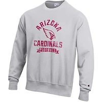 Sweat-shirt en molleton à tissage inversé Champion Heather Grey des Cardinals de l'Arizona pour homme