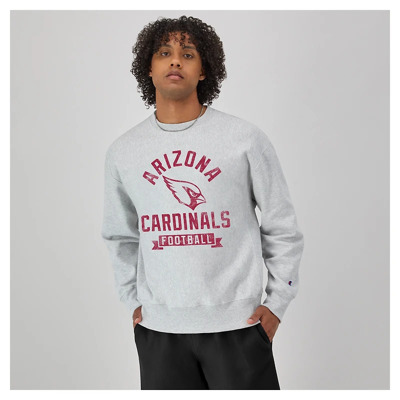 Sweat-shirt en molleton à tissage inversé Champion Heather Grey des Cardinals de l'Arizona pour homme